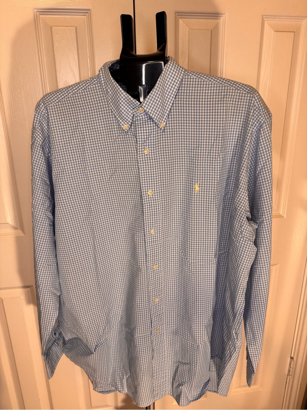 Ralph Lauren Men’s Light Blue and White Gingham Button-Down Shirt